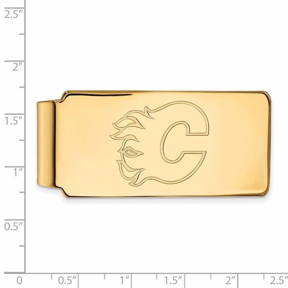 10k Yellow Gold NHL Calgary Flames Money Clip - Picture 2 of 4